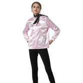 Grease Jacke Damen Pink Lady Jacke 50er Jahre Kostüm Rock Roll Lady mit Schal - cosplaycartde