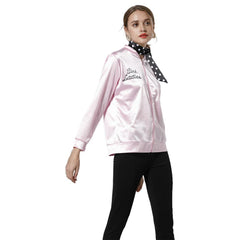 Grease Jacke Damen Pink Lady Jacke 50er Jahre Kostüm Rock Roll Lady mit Schal - cosplaycartde