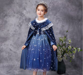 Kinder Mädchen Prinzessin blau tutu Kleid Umhang Cosplay Kostüm