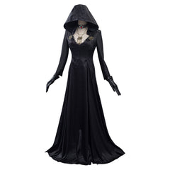 Resident Evil Village Hexe Witch Bela Dimitrescu Schwarz Kleid Cosplay Kostüm Vampire Kleid