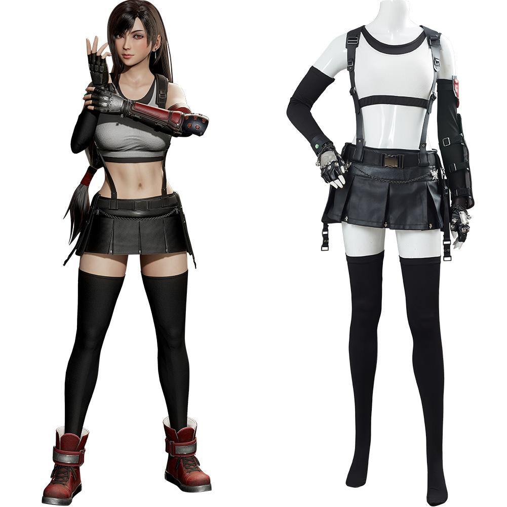 Final Fantasy VII 7 FF7 Remake Tifa Lockhart Kostüm Cosplay Halloween Karneval Kostüm - cosplaycartde