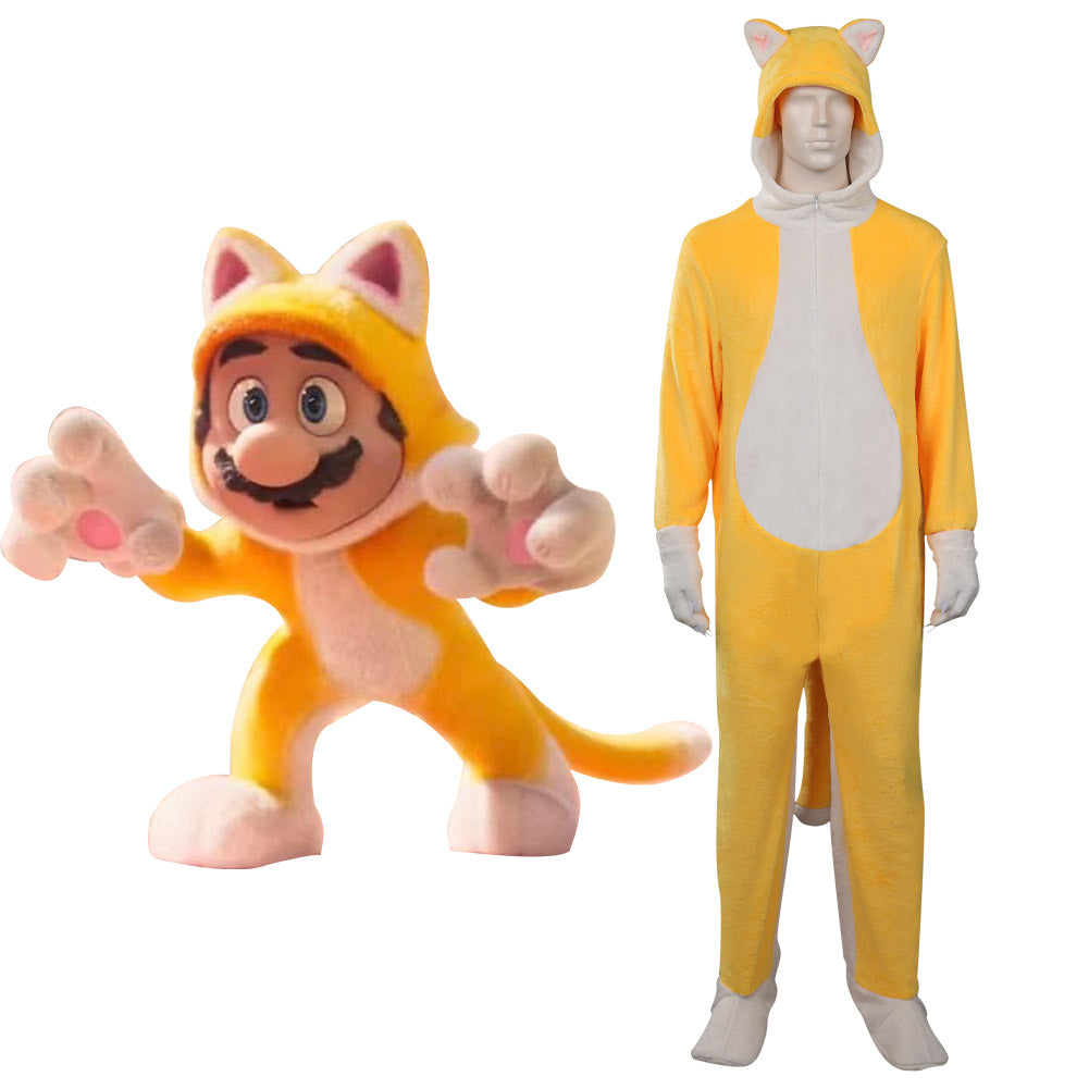 Erwachsene Der Super Mario Bros. Film Cat Mario Cosplay Schlafanzug Pajama Tierkostüm