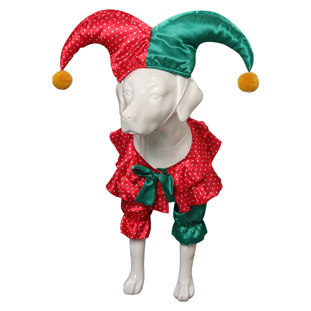 Halloween-Clownkostüm für Hunde rot und grün Cosplay Kostüm Halloween Karneval Outfits