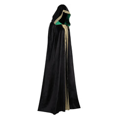 Witch Kapuze Robe Cosplay Kostüm Schwarz Samt Outfits Halloween Karneval Umhang