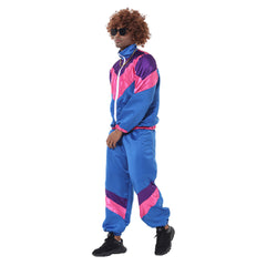 Herren Retro Vintage Hip-Hop Disco Cosplay Kostüm Jacke Hose Stirnband Sprotwear Outfits 70er 80er Jahre