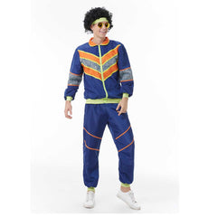 Herren Retro Vintage Hip-Hop Disco Cosplay Kostüm Jacke Hose Stirnband Sprotwear Outfits 70er 80er Jahre