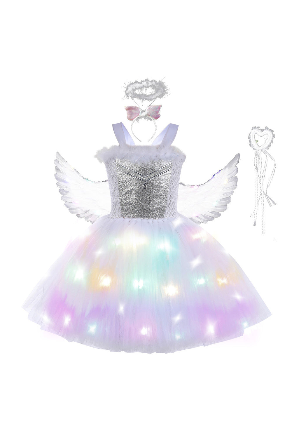 Kinder Mädchen tutu Kleid Engel Cosplay Kostüm Outfits Halloween Karneval Anzug