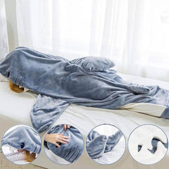 Hai-Decke Hoodie Erwachsene, tragbare Hai-Decke, Hai-Schlafsack, weicher kuscheliger warmer Flanell-Hoodie, Hai-Decke Onesie