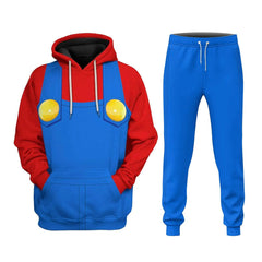 Super Mario Mario Cosplay Hoodie 3D Druck mit Kapuze Sweatshirt Hose Druck Jogger Hose Set