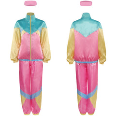 uinsex 80er Jahre Kostüm Cosplay Kostüm Outfits Halloween Karneval Party Anzug 2 Stück Windbreaker Outfits 80er Jahre Trainingsanzug