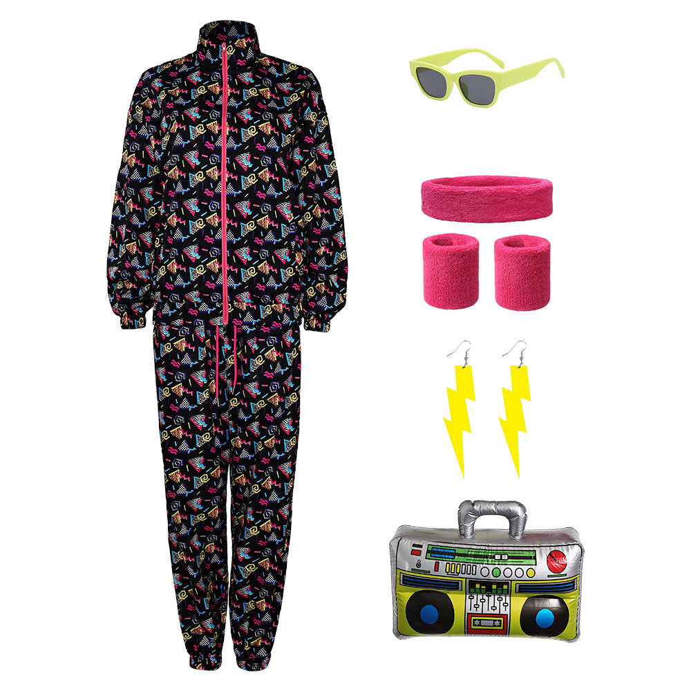 unisex 80er Jahre Workout Kostüm Cosplay Kostüm Outfits Halloween Faschingskostüm Halloween Cosplay Kostüm Outfit Set für Erwachsene