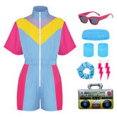 unisex Cosplay Kostüm Outfits Halloween Karneval Anzug Bunte Sportbekleidung 80er 90er Jahre Trainingsanzüge Set