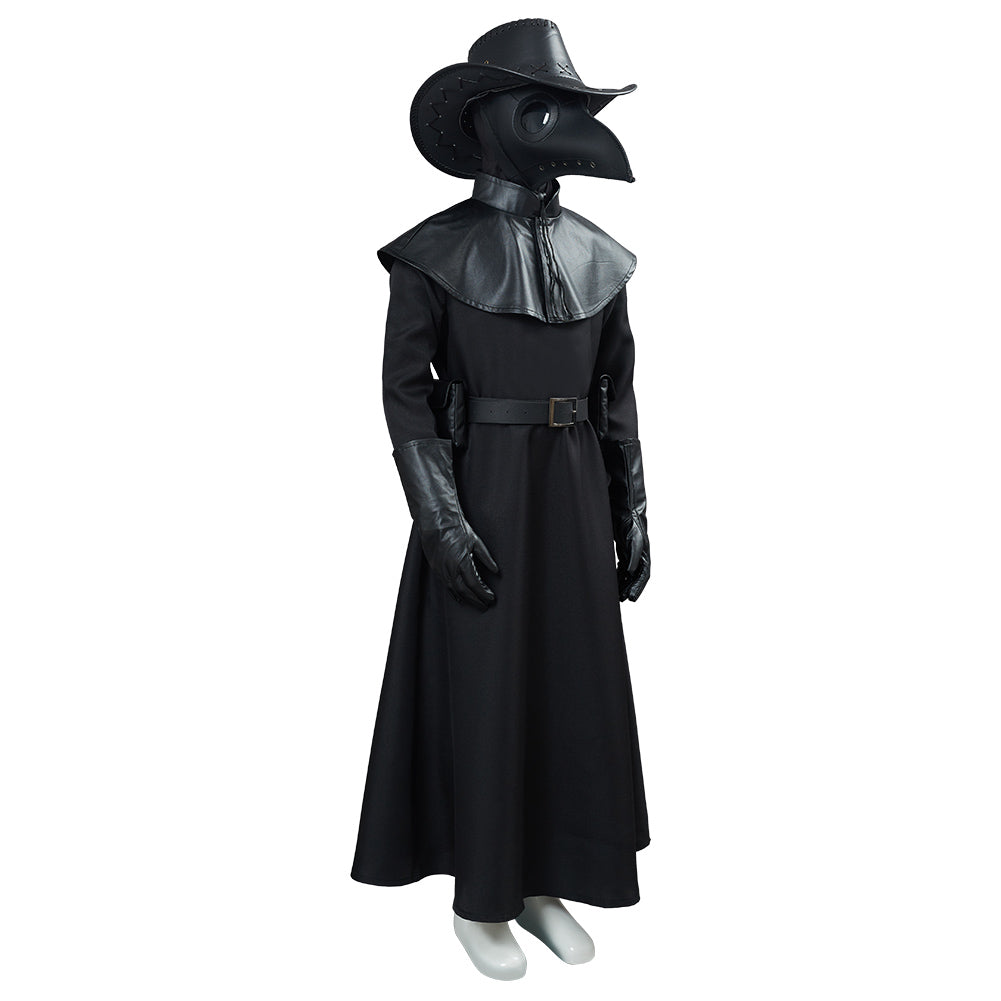 Kinder Steampunk Halloween Kostüm Outfit Pestdoktor mit Kaputze Set Plague Doctor Kostüm