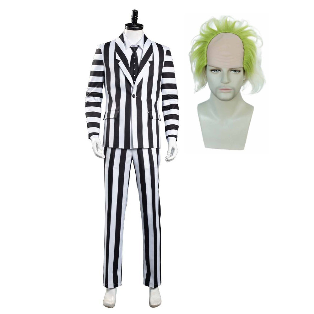 Beetlejuice Cosplay Adam Maitland Kostüm Streifenanzug Halloween Karneval Anzug