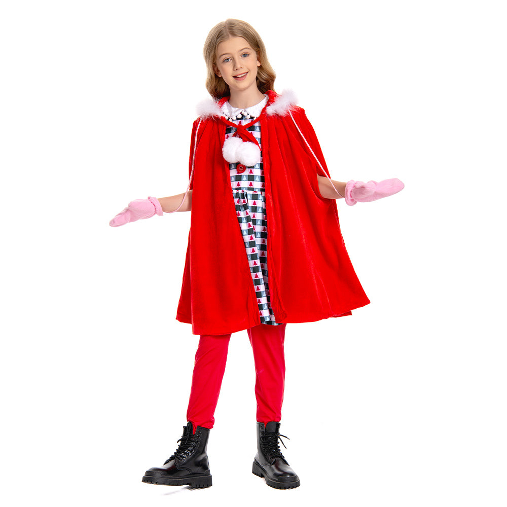 Kinder Cindy Cosplay Cindy Lou Who Kostüm Outfits Halloween Karneval Kleid