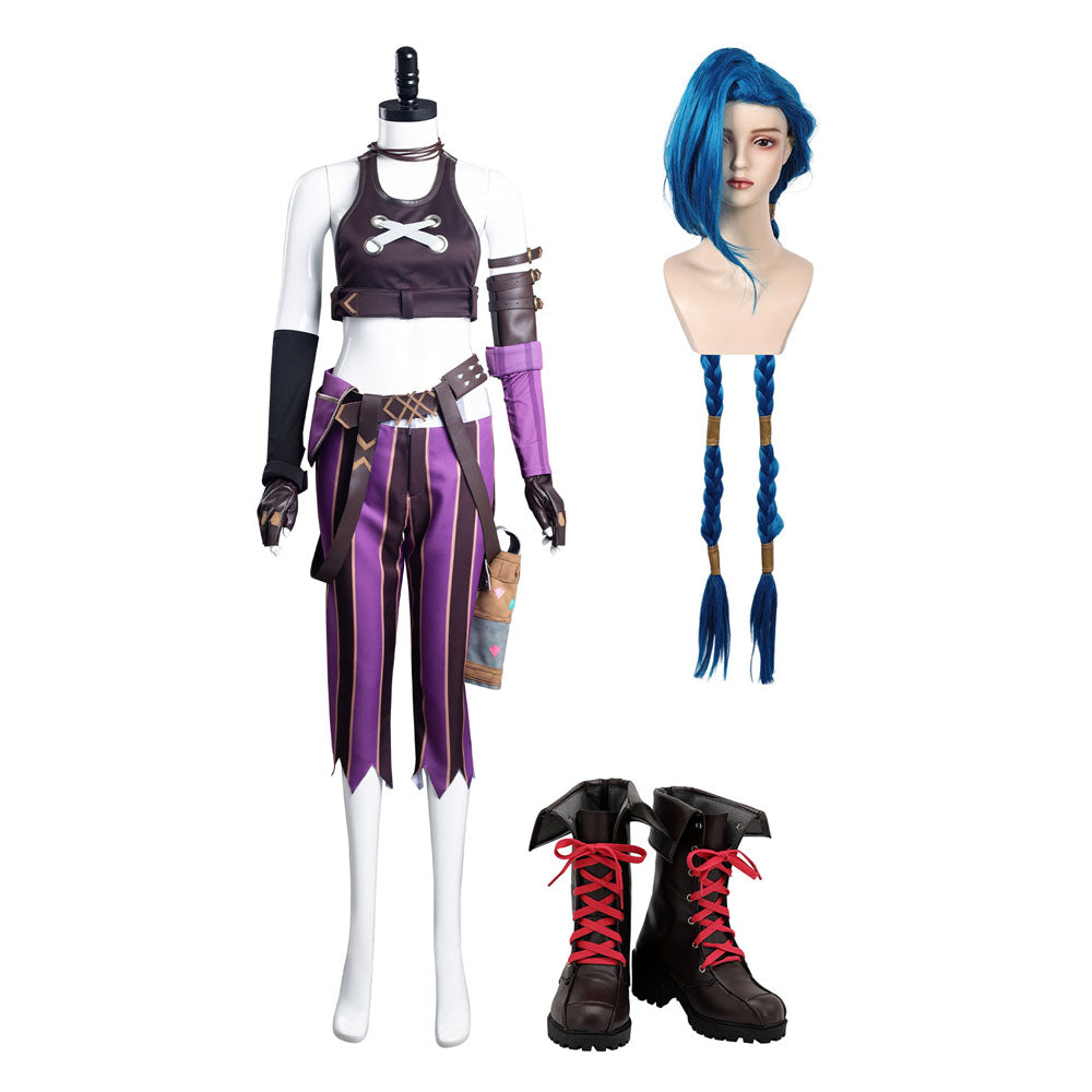 League of Legends LoL Jinx Cosplay Kostüme Outfits Halloween Karneval Set