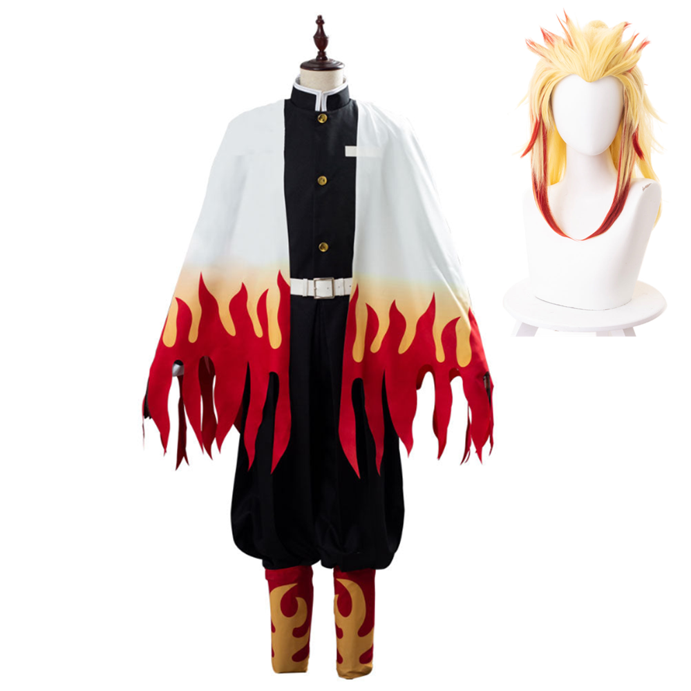 Demon Slayer Kimetsu no Yaiba Kyojuro Rengoku Kostüm Cosplay Kostüm Set