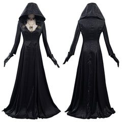 Resident Evil Village Hexe Witch Bela Dimitrescu Schwarz Kleid Cosplay Kostüm Vampire Kleid