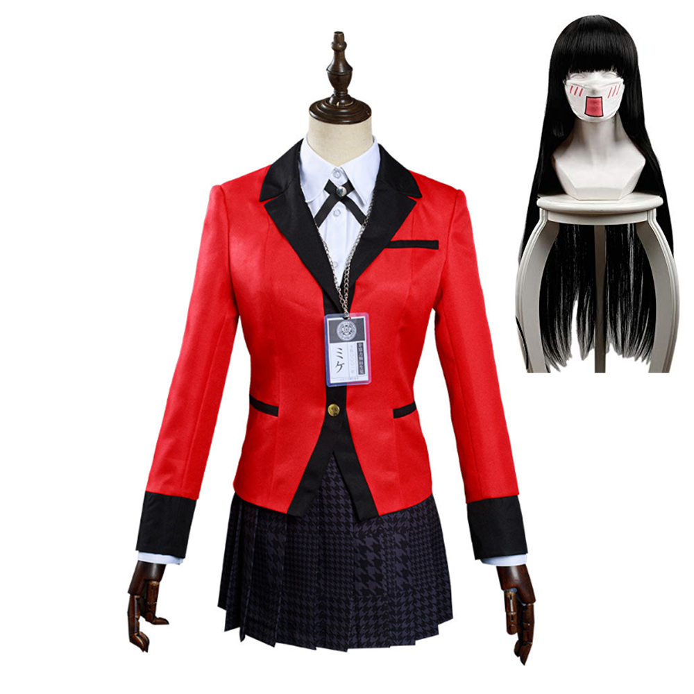 Kakegurui Compulsive Gambler Yumeko Jabami Hyakkaou Schulunifom Cosplay Kostüm Set