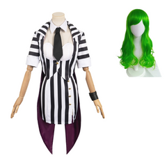 Halloween HORROR Beetlejuice Weiß-Schwarz Damen Cosplay Kostüm Set