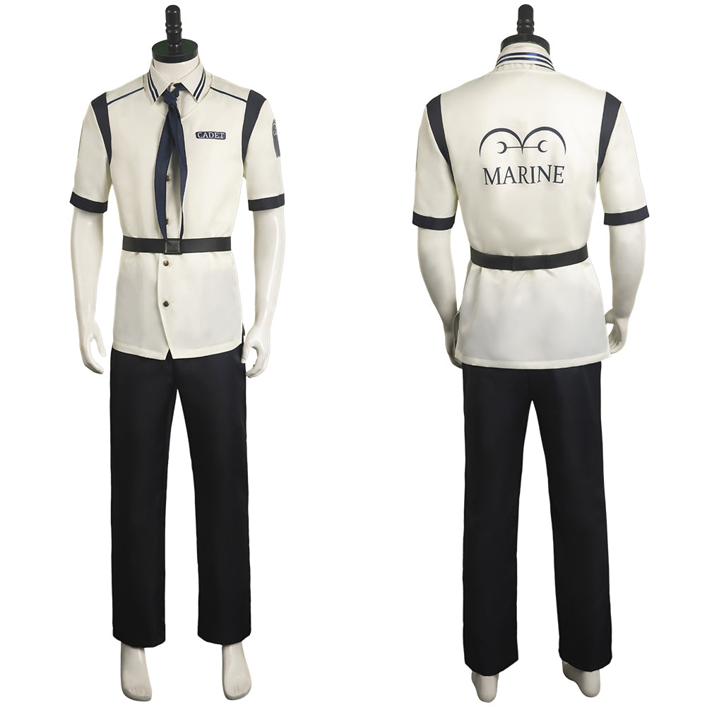 Serie One Piece Marines langarm Uniform Set Cosplay Halloween Karneval Kostüm