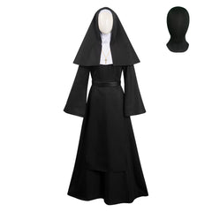 The Nun 2 The Nun schwartzes langes Kleid Sets Cosplay Kostüm Halloween Karneval Outfits