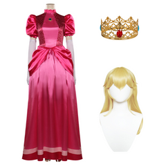 Prinzessin Peach Kleid The Super Mario Bros. Movie Cosplay Halloween Karneval Outfits