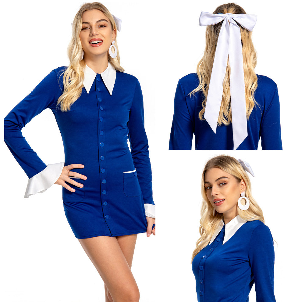 2023 Barbie Margot Robbie Cosplay blau Kleid Halloween Karneval Outfits