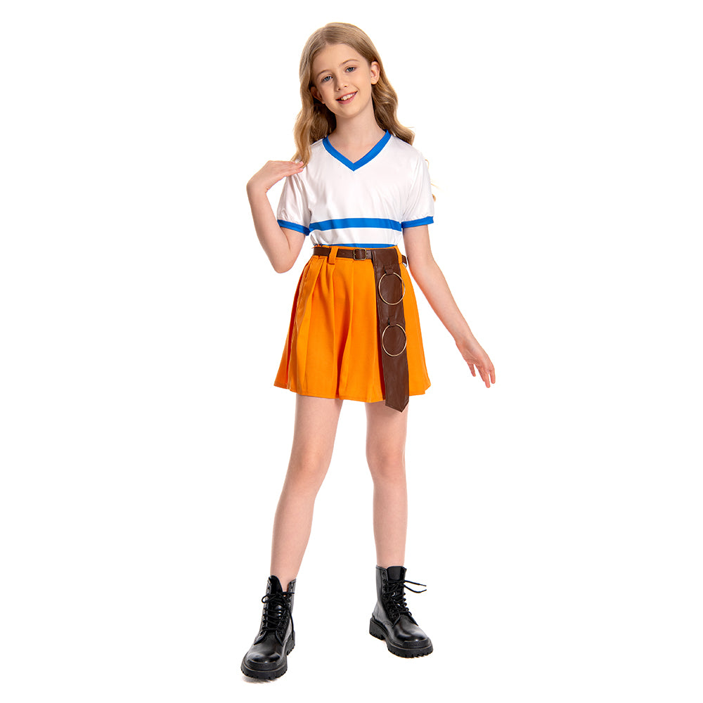 Kinder Mädchen One Piece Nami Sommer Outfit Set Cosplay Halloween Karneval Kostüm