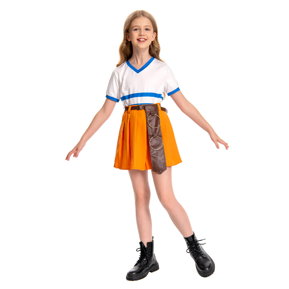 Kinder Mädchen One Piece Nami Sommer Outfit Set Cosplay Halloween Karneval Kostüm