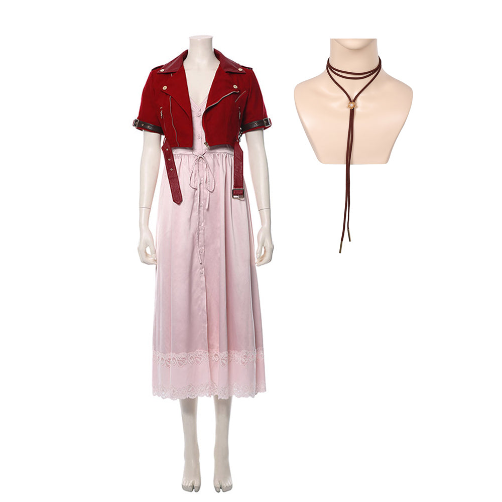 Final Fantasy VII 7 Aerith Aeris Gainsborough Cosplay Kostüm Rosa Kleid