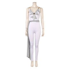 Retro Style ABBA 70er Jahr Agnetha Faltskong weiß Overall Cosplay Outfits