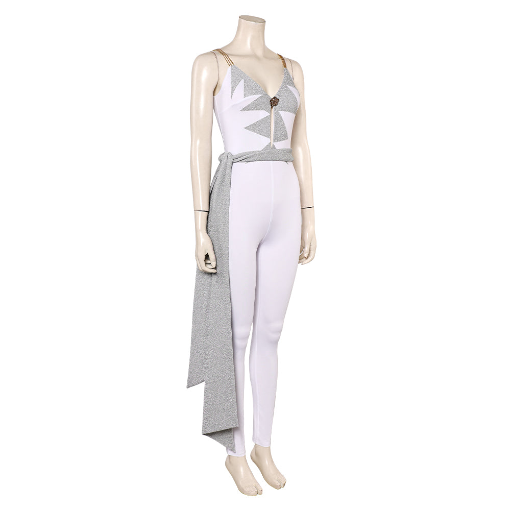 Retro Style ABBA 70er Jahr Agnetha Faltskong weiß Overall Cosplay Outfits