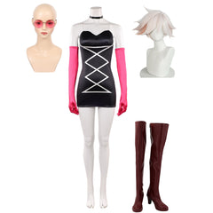 Hazbin Hotel 2025 Angel Dust schwarz Kleid Anthony Cosplay Kostüm