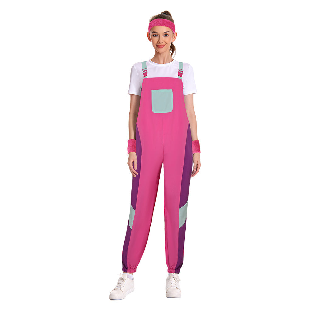 Damen Overall Cosplay Kostüm Outfits Halloween Karneval Anzug 80er Jahre