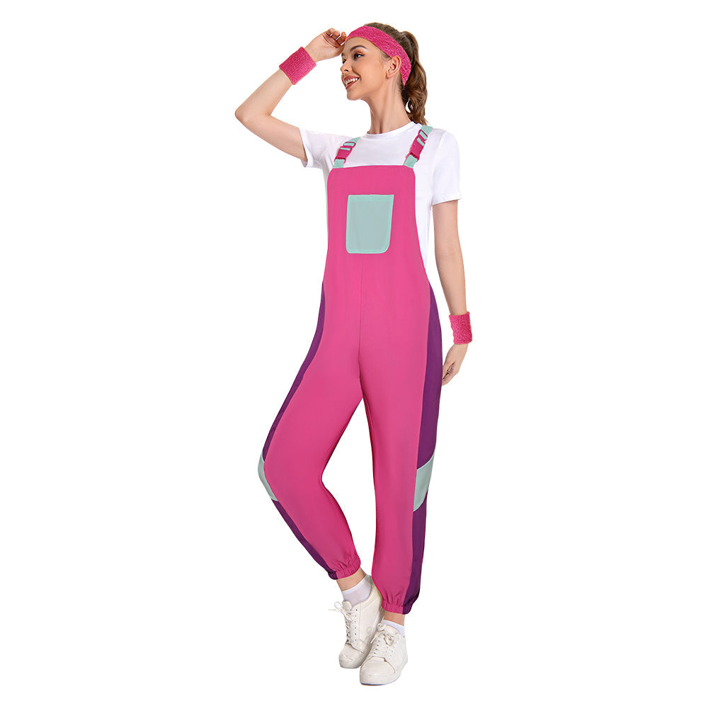 Damen Overall Cosplay Kostüm Outfits Halloween Karneval Anzug 80er Jahre