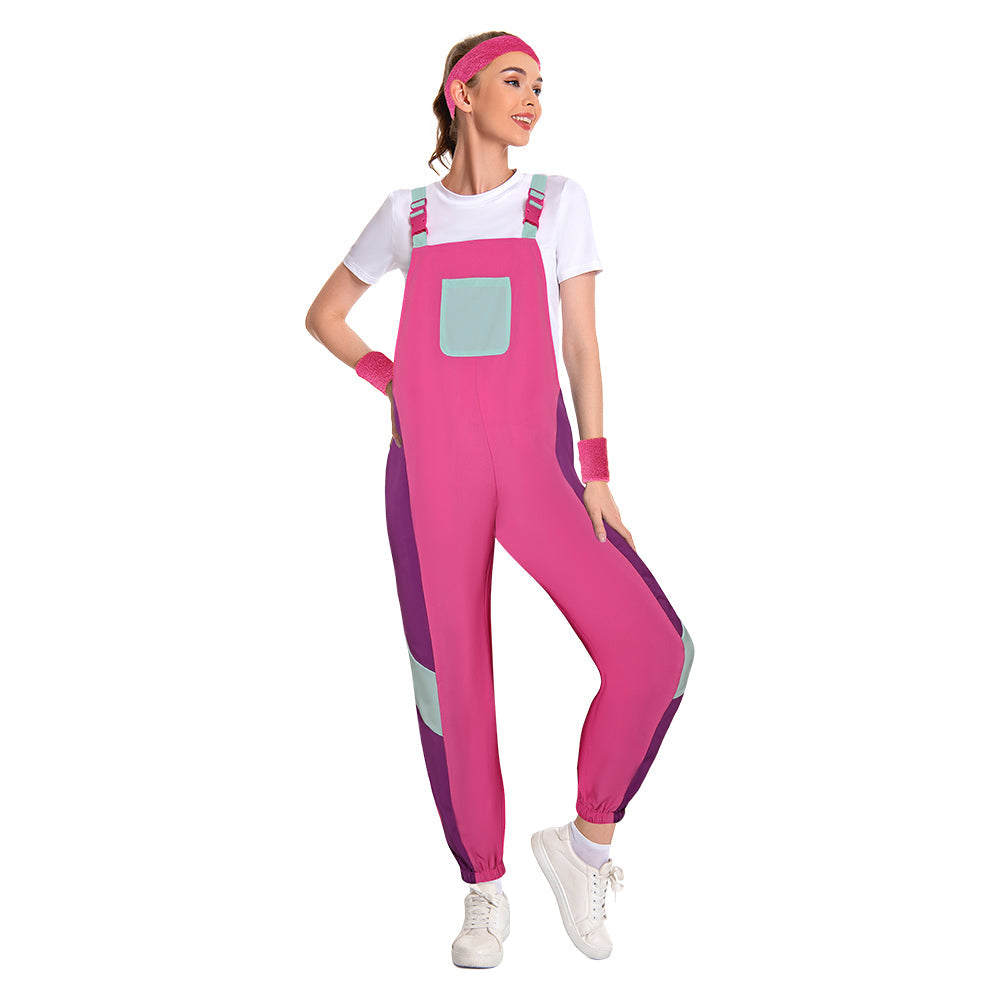 Damen Overall Cosplay Kostüm Outfits Halloween Karneval Anzug 80er Jahre