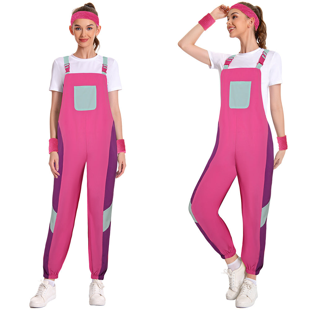 Damen Overall Cosplay Kostüm Outfits Halloween Karneval Anzug 80er Jahre