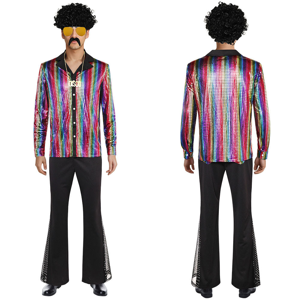 Herren 70er Disco Cosplay Kostüm Outfits Halloween Karneval Anzug