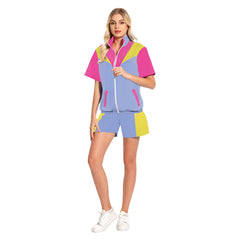 Damen 80er 90er Jahre Trainingsanzüge Set Frauen 2 Stück Outfits Jogginganzüge 2 Stück Set Cosplay Kostüm Outfits Halloween Karnevalsanzug