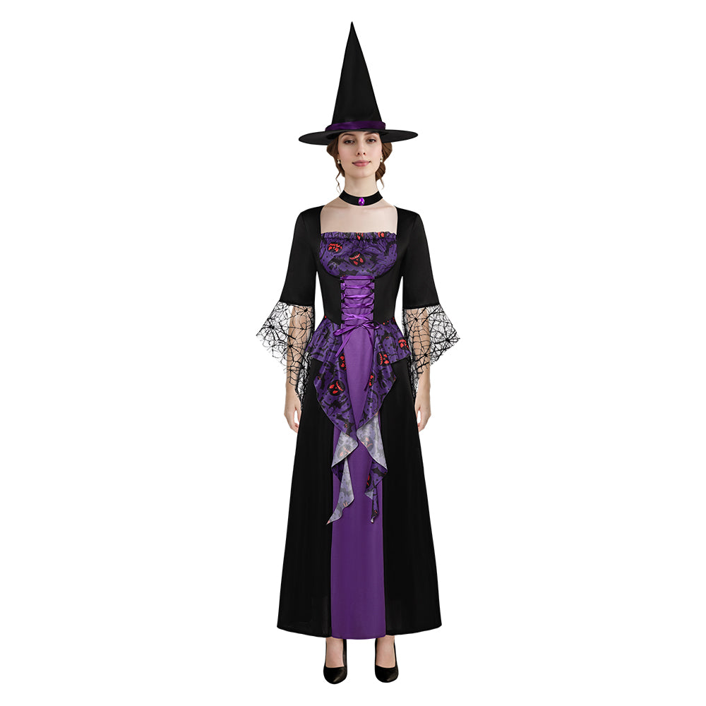 Damen Hexenkleid Cosplay Kostüm Outfits Halloween Karneval Anzug Kleid Halloween