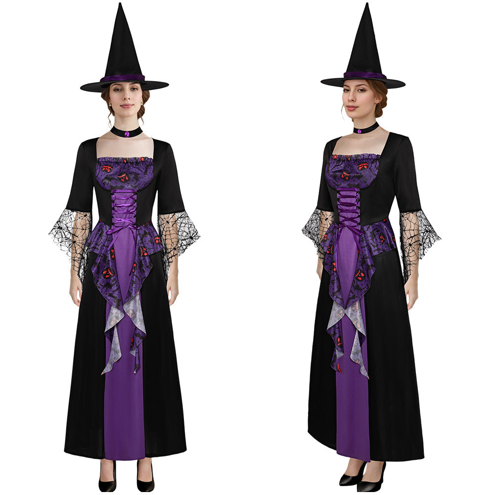 Damen Hexenkleid Cosplay Kostüm Outfits Halloween Karneval Anzug Kleid Halloween