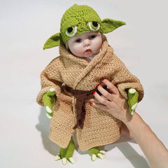 Foto Fotografie Prop Baby Junge Kostüm Nette Baby Yoda Handarbeit Bekleidung Häkelarbeit neugeboren Geschenk