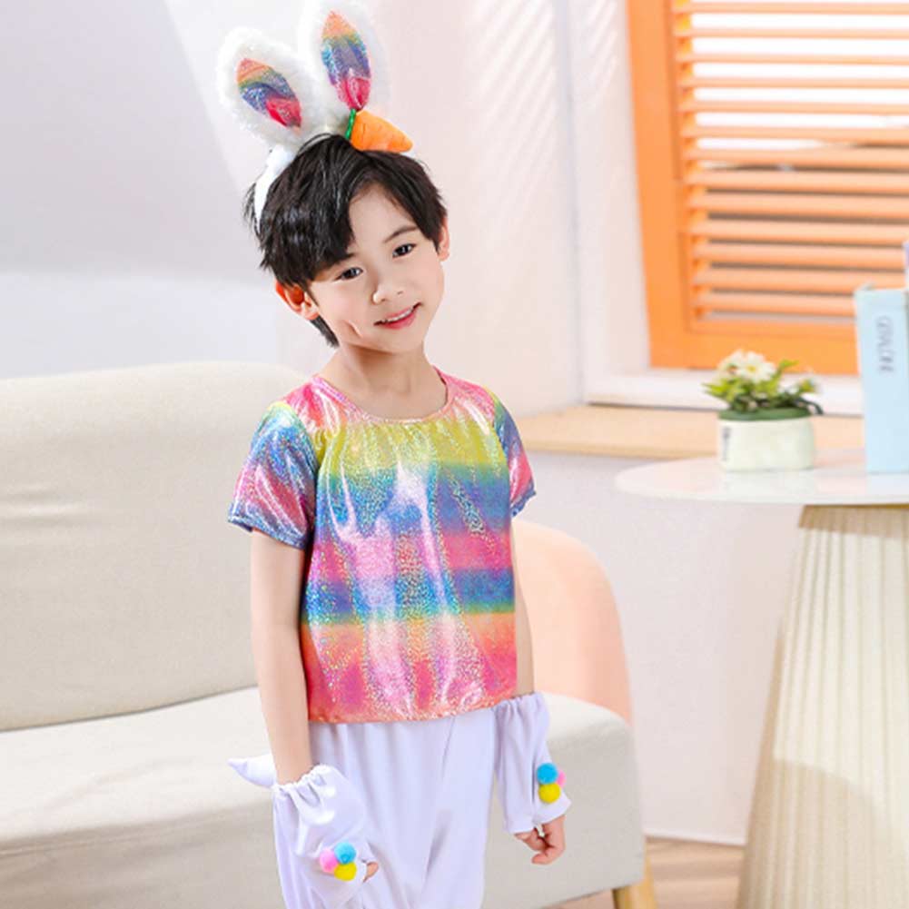 Kinder Mädchen tutu Kleid Regenbogen Kaninchen Set Cosplay Kostüm Outfits Halloween Karneval Anzug