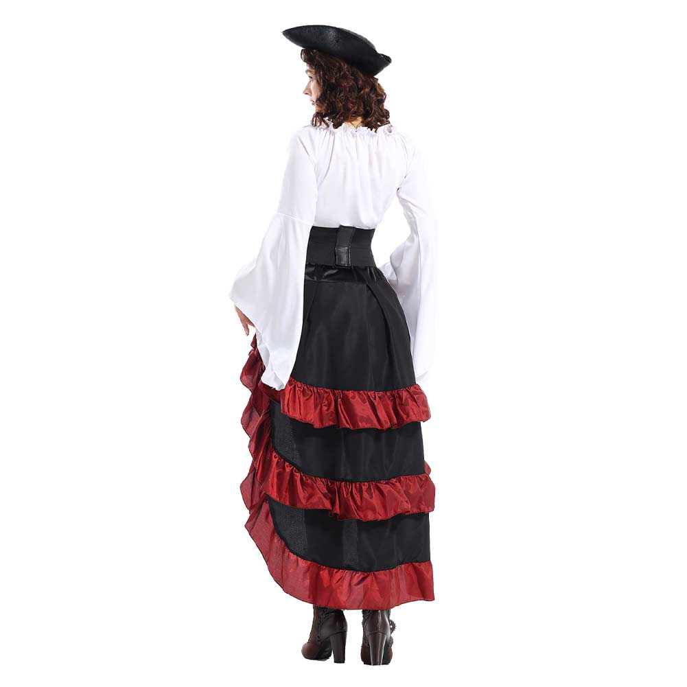 Damen Mittelalterliche Piraten Bühne Performance Cosplay Kostüm Outfits Halloween Karneval Anzug