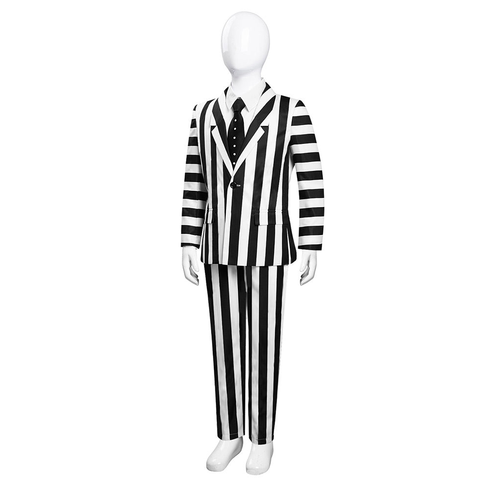 Kinder Beetlejuice Cosplay Adam Maitland Streifenanzug Halloween Karneval Kostüm