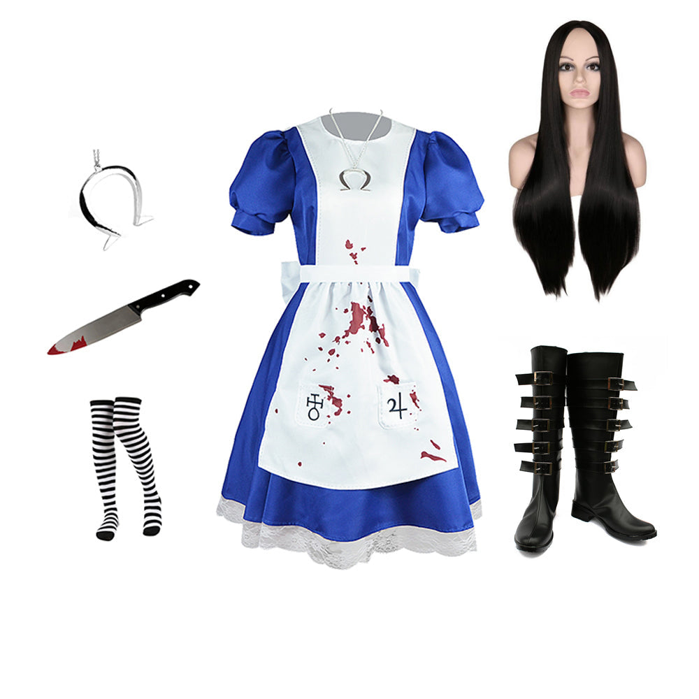 Alice: Madness Returns Alice Kleid Cosplay Kostüm Set