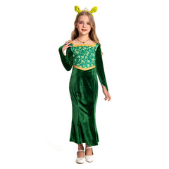 Kinder Mädchen Shrek Prinzessin Fiona Cosplay Kostüm Halloween Karneval Kleid