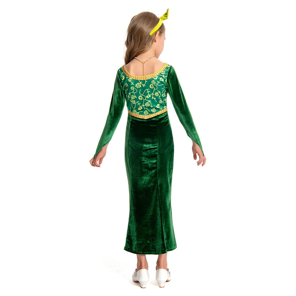 Kinder Mädchen Shrek Prinzessin Fiona Cosplay Kostüm Halloween Karneval Kleid