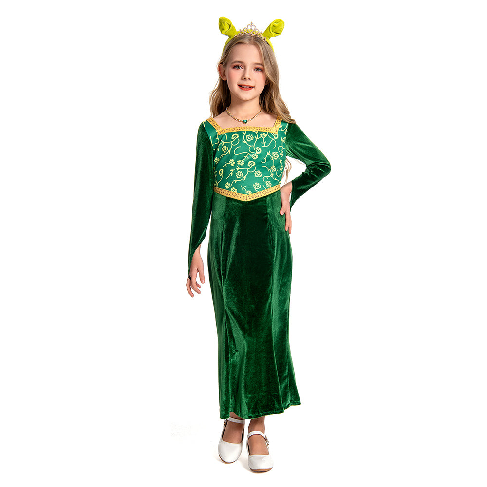 Kinder Mädchen Shrek Prinzessin Fiona Cosplay Kostüm Halloween Karneval Kleid